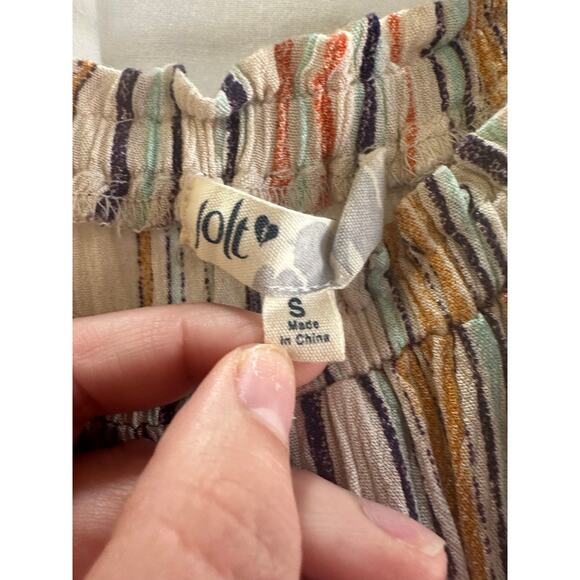 Jolt Striped Peasant Top Women’s Small Western Boho Tie Sleeve Blouse - Picture 3 of 5